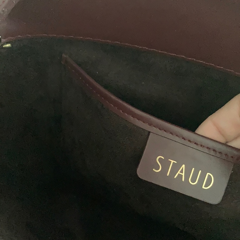 STAUD Burgundy Bag with Black Handles - Picture 2 of 6
